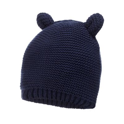 J by Jasper Conran Baby girls' navy knitted teddy ear hat